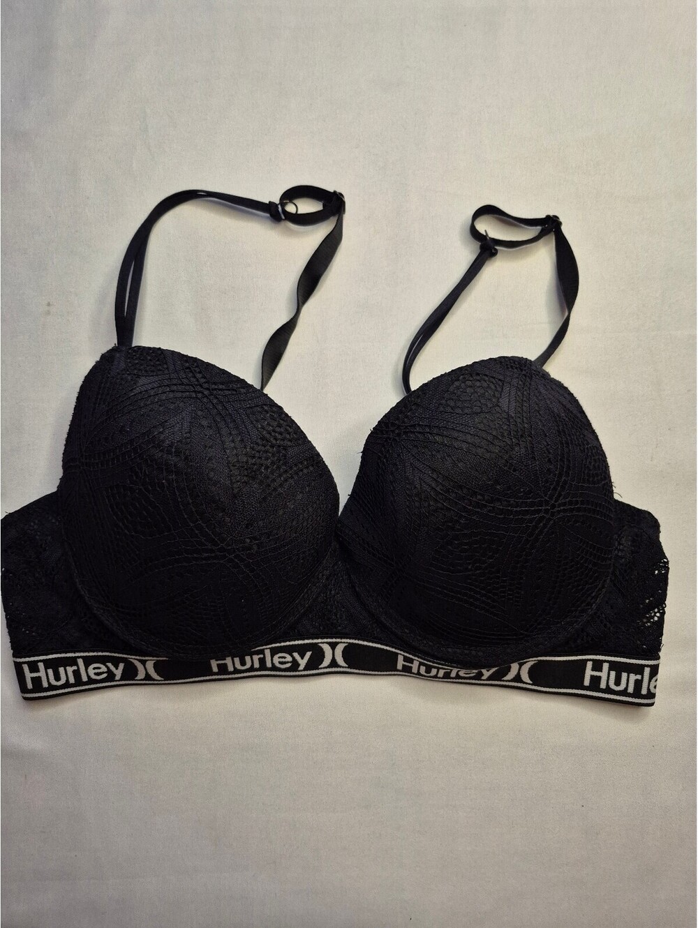 Hurley Women's Black Lace Push-Up Bra Size 36C